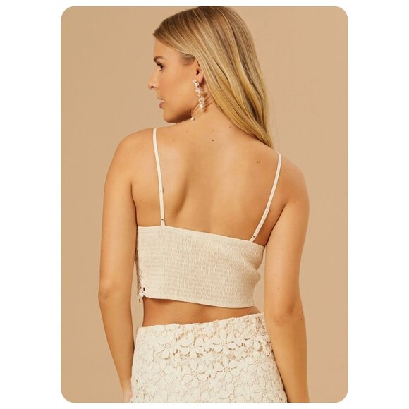 Altar’d State Amelia Spaghetti Strap Floral Flower Crochet Lace Crop Top - Picture 2 of 8